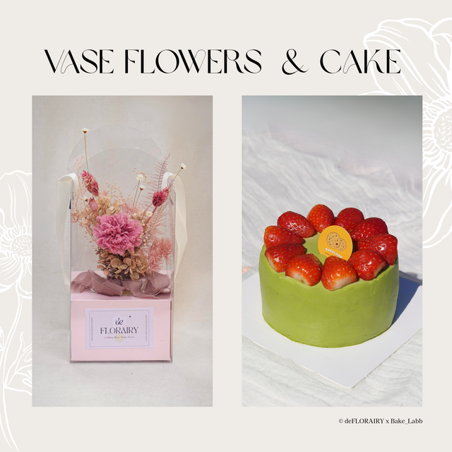 Carnation: Thulian Pink Flower in Vase & 6" Whole Cake | Direct Home Delivery | 4 Days in Advance
