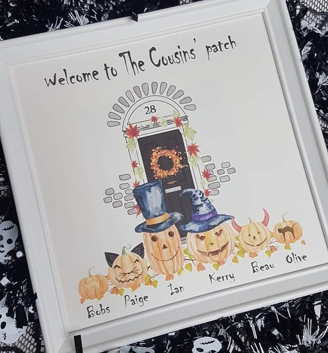 Personalised Halloween Autumn Pumpkin Family Framed Print - Custom Autumn Decor Gift&quot;

