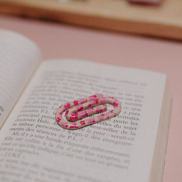 Marque-page - fleuris rose