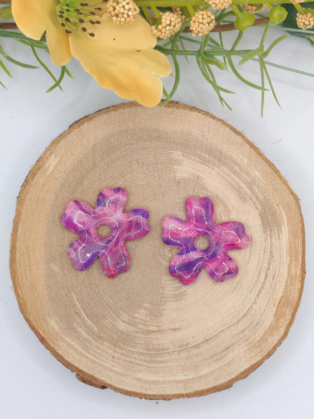 Fleurs Iles Paillettes violet effet pierre 