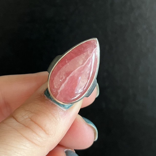 Bague en argent et Rhodochrosite - Taille 57