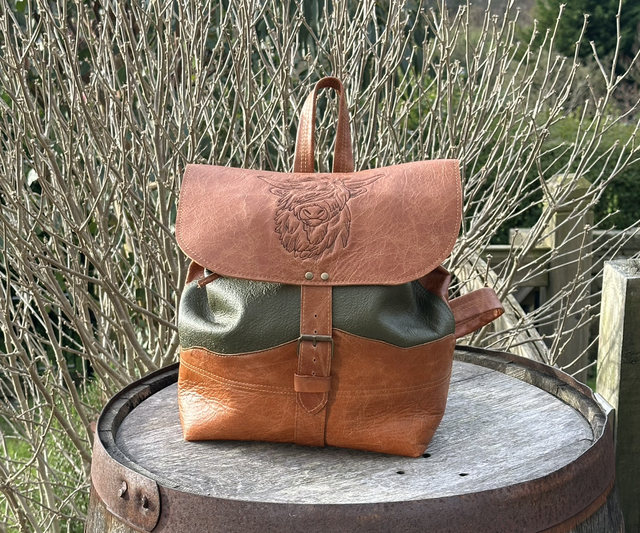 Highland Cow Leather Backpack