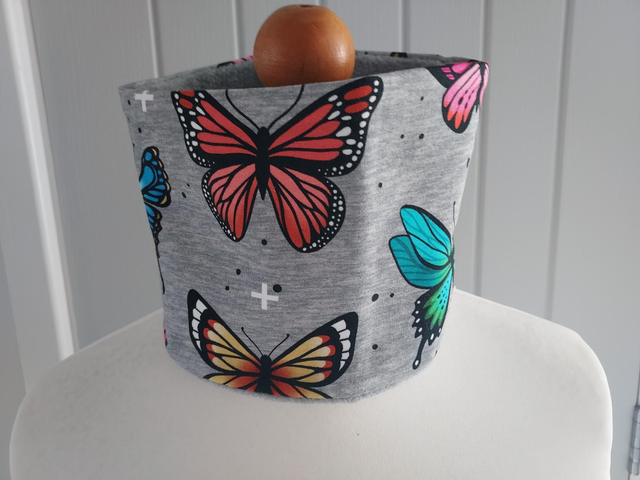Butterfly Neck Warmer, Snood with Grey Fleece,