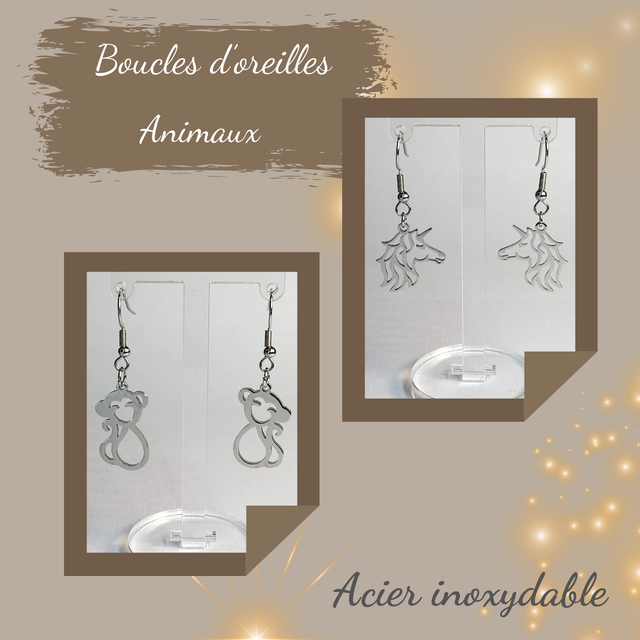 Boucles d&#039;oreilles Acier inoxydable - Animaux