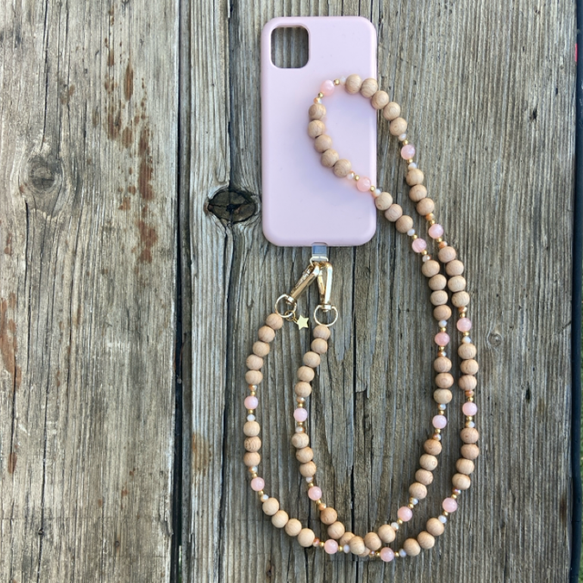 Bandoulière Wood 120 cm rose