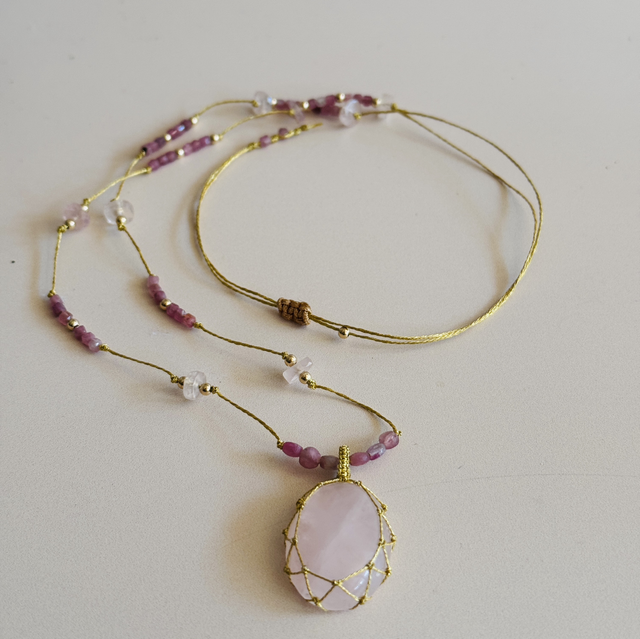Sautoir Quartz Rose