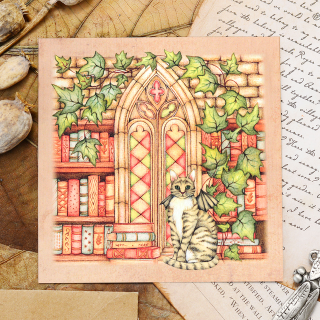 &quot;Library Cat&quot; postcard