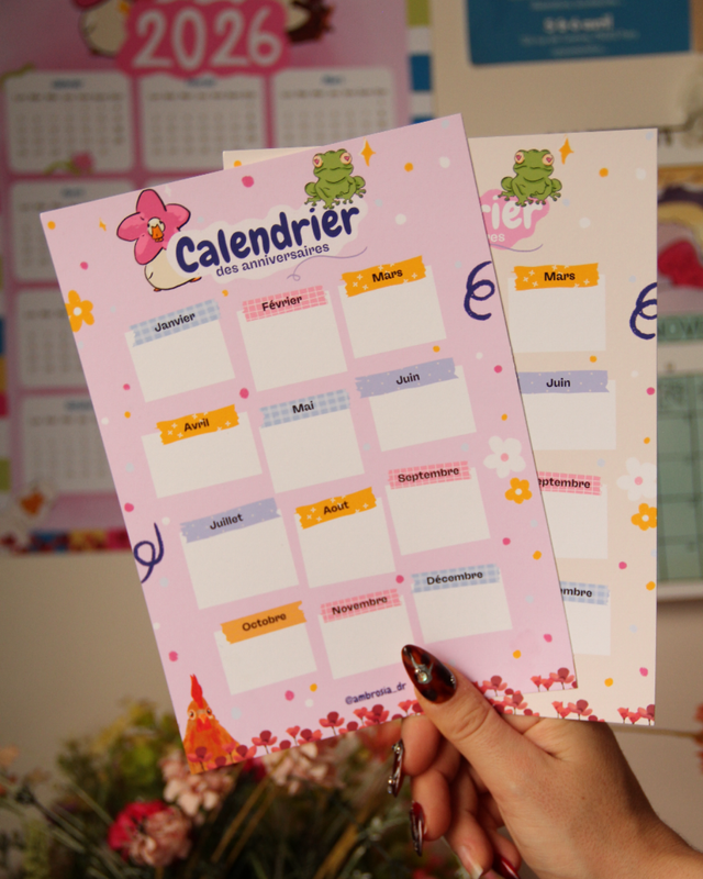 Calendrier d’Anniversaires – Format A5 à Personnaliser