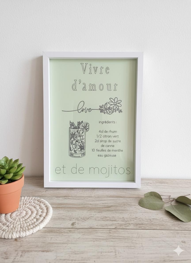 Cadre vivre d&#039;amour et de mojitos