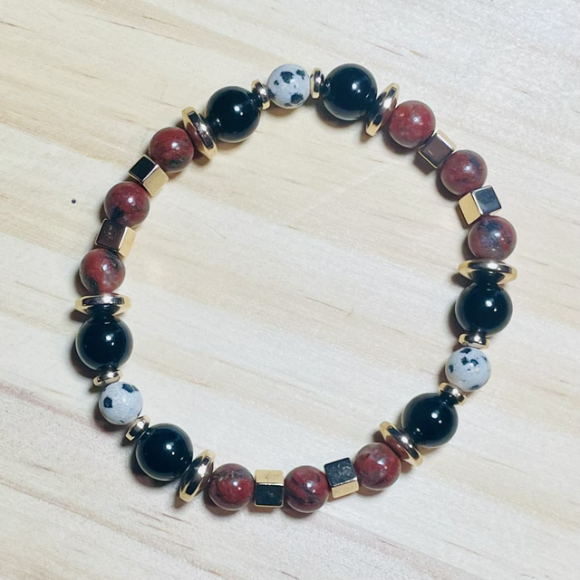 PASSION, Jaspe Rouge , Jaspe Dalmatien et Obsidienne