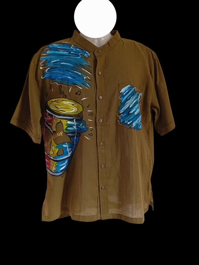 Chemise vert kaki, col mao