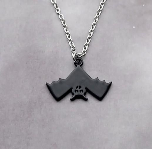 Black Hanging Bat Necklace 
