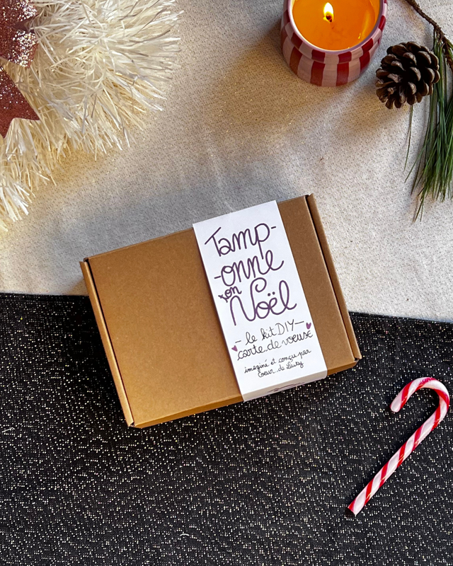 Kit Cartes de Vœux Noël – Kit créatif fait main pour créer tes vœux fait-main avec amour - Tamponne ton Noël