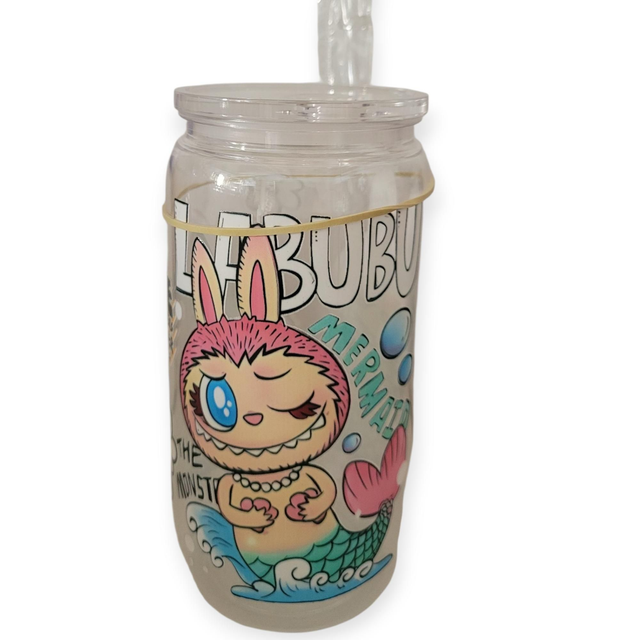 Gourde avec paille labubu