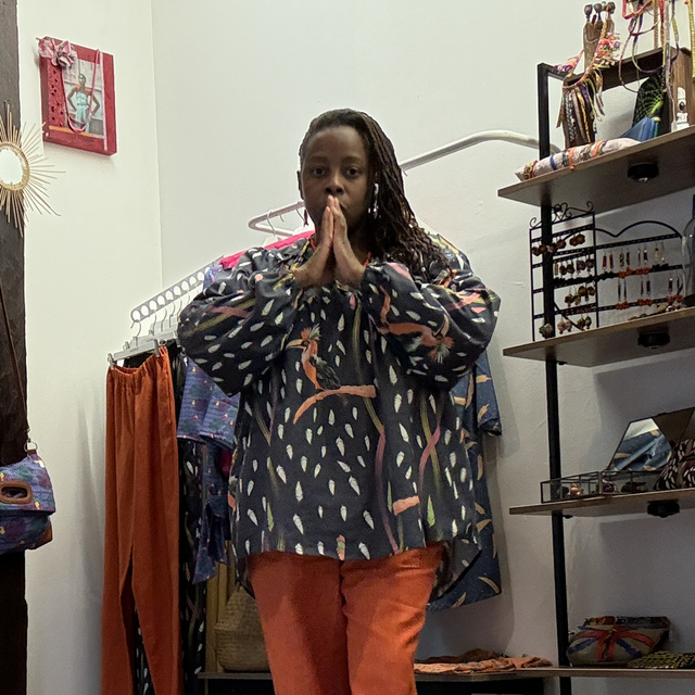 Blouse Yemandja imprimé Hornbill noir