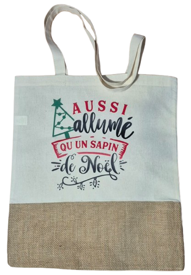 Tote bag &quot;Aussi allumé qu&#039;un sapin de Noël&quot; 