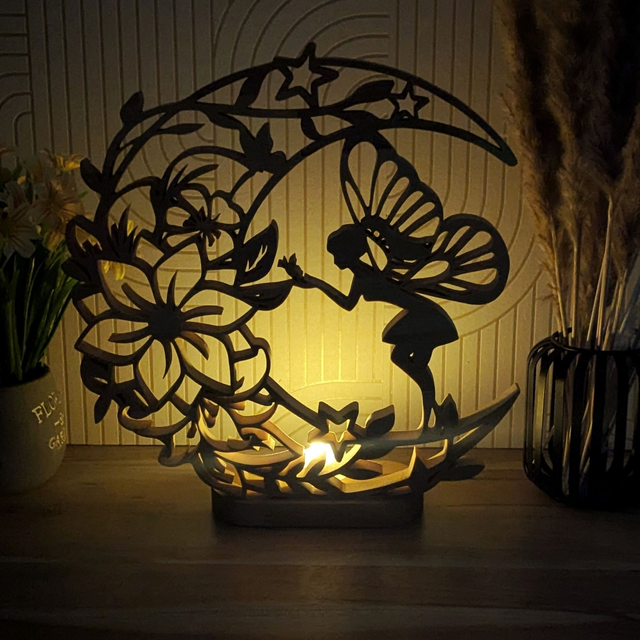 Lune féerique en hêtre