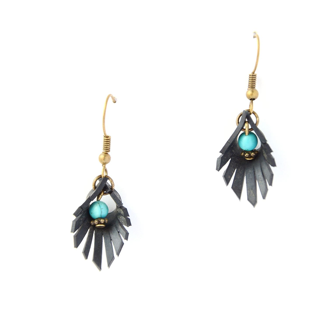 Boucles d&#039;Oreilles Upcyclées en Chambre à air Recyclée- Ethniques