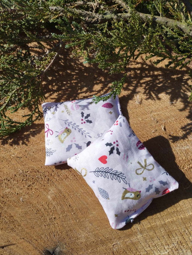 Bouillottes sèches de poche - motif Noël rose