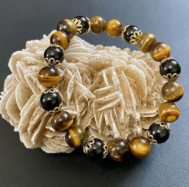 Bracelet Oeil de Tigre et Tourmaline Noire