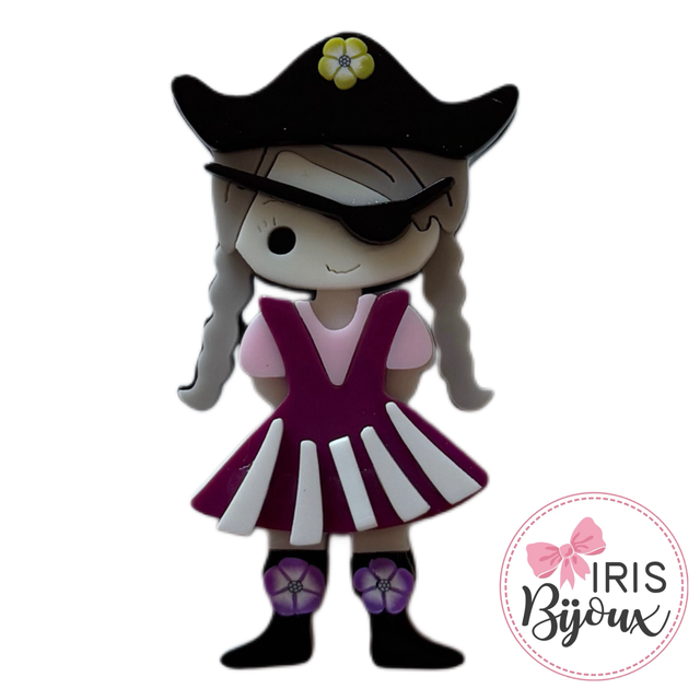 Spilla piratessa capelli grigi 