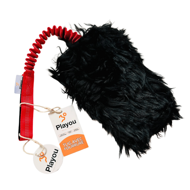 Tug en fausse fourrure – Rouge &amp; noir
