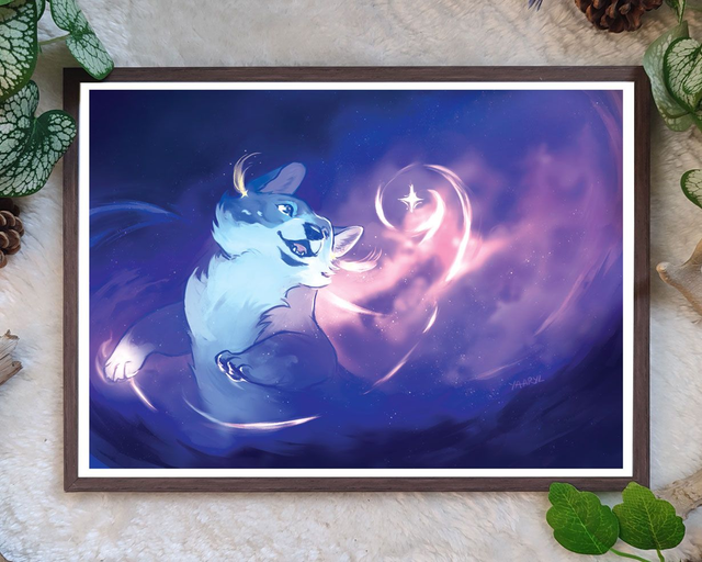 Tirage A4 Lottie Galaxie Corgi