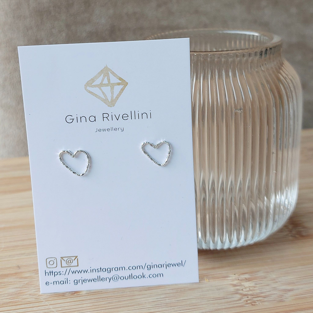 Sterling silver bobble heart stud earrings