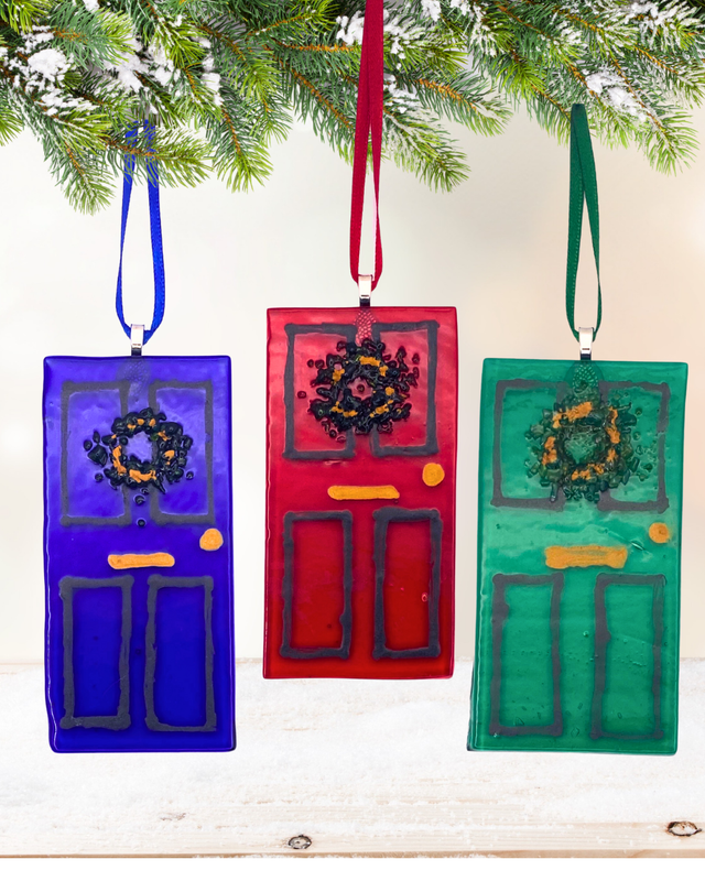 Fused glass Christmas front door