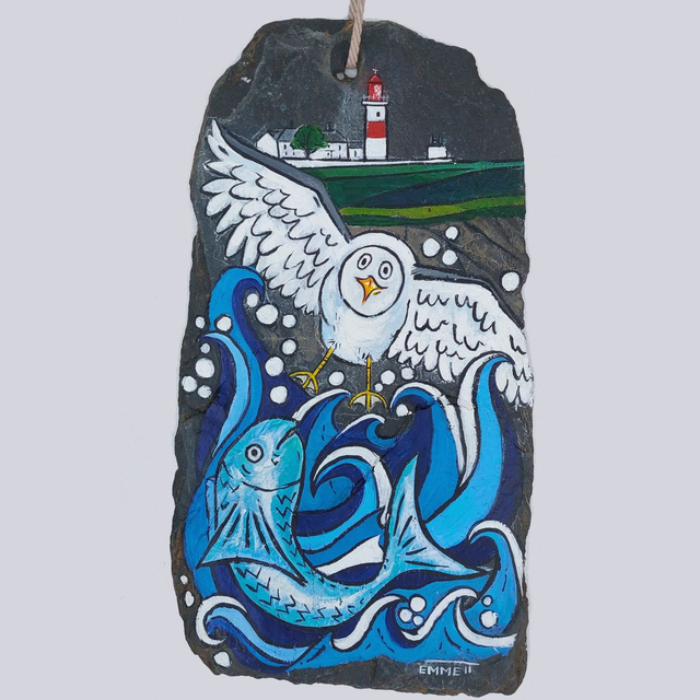 Seagull and fish with Souter Lighthouse