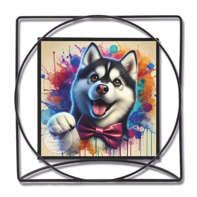 Artistic dog print in square frame (D02)