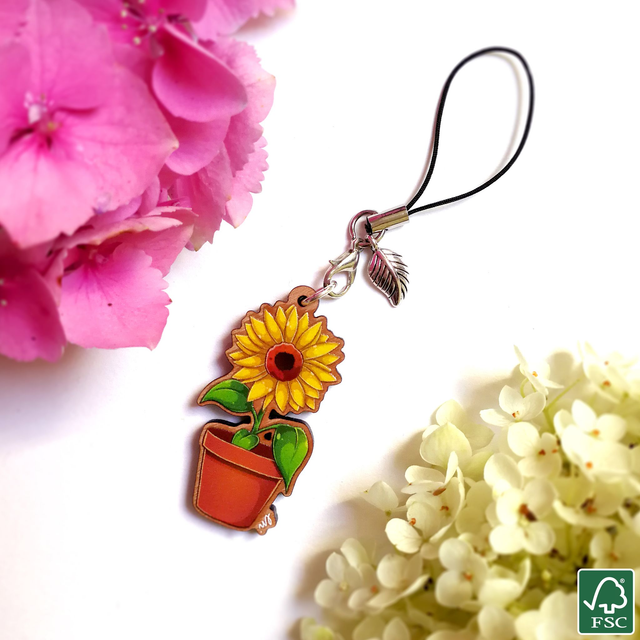 Charms en bois Tournesol