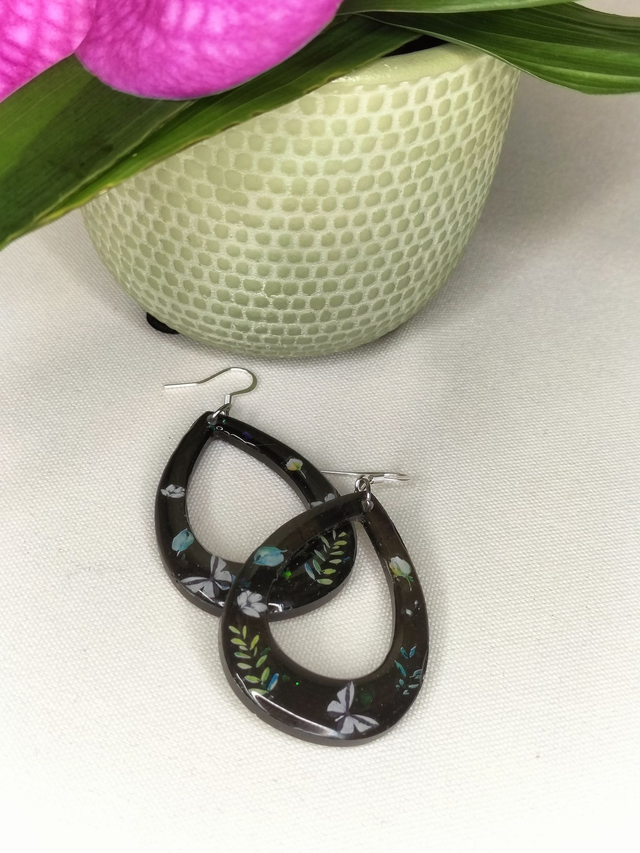 Boucles gouttes ajourées noires