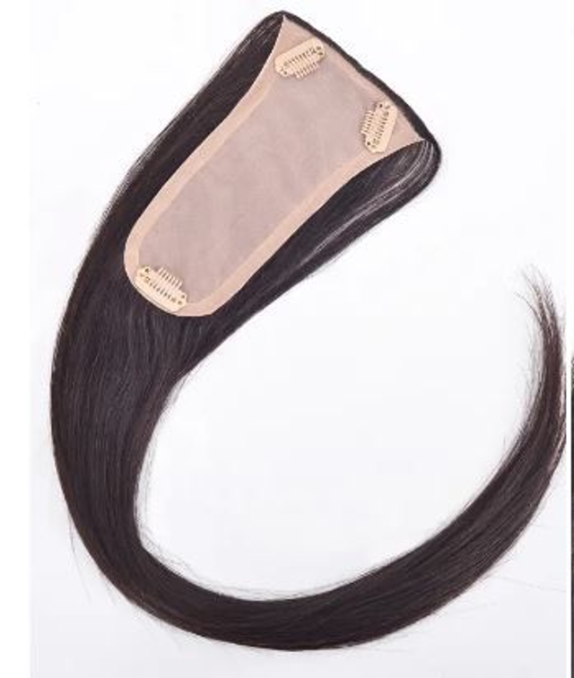Human Hair topper - Nut Brown (#4) 5" x 2.5"  with clips