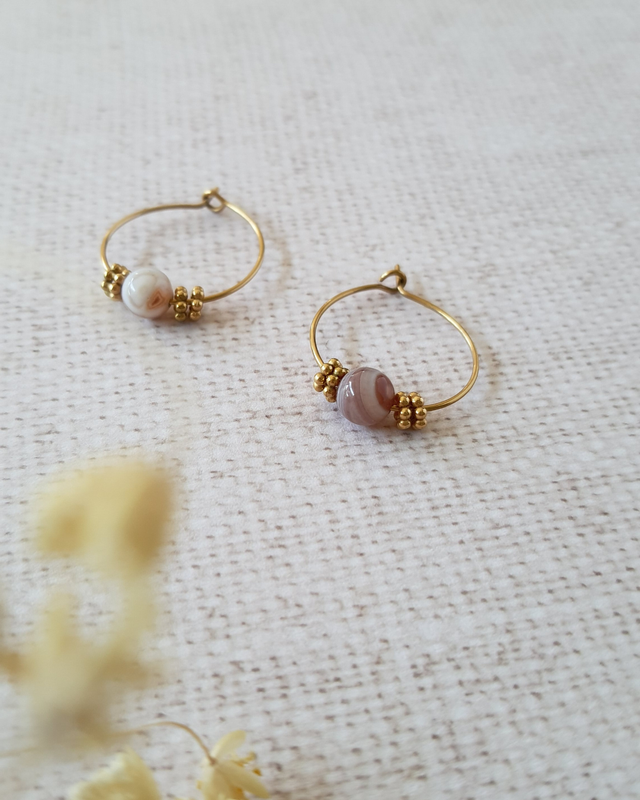 Boucles d'oreilles Agate Botswana