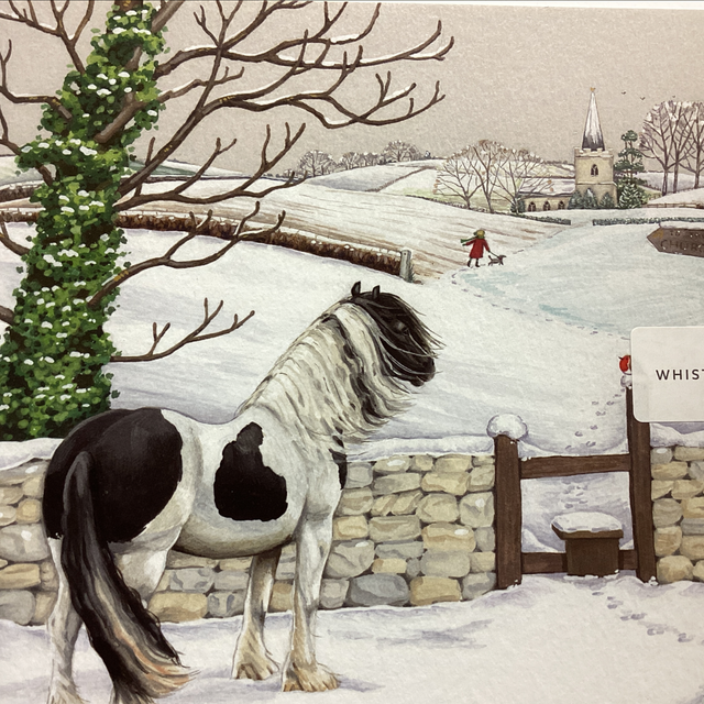 Christmas Open Whistlefish- Horse looking towards church 