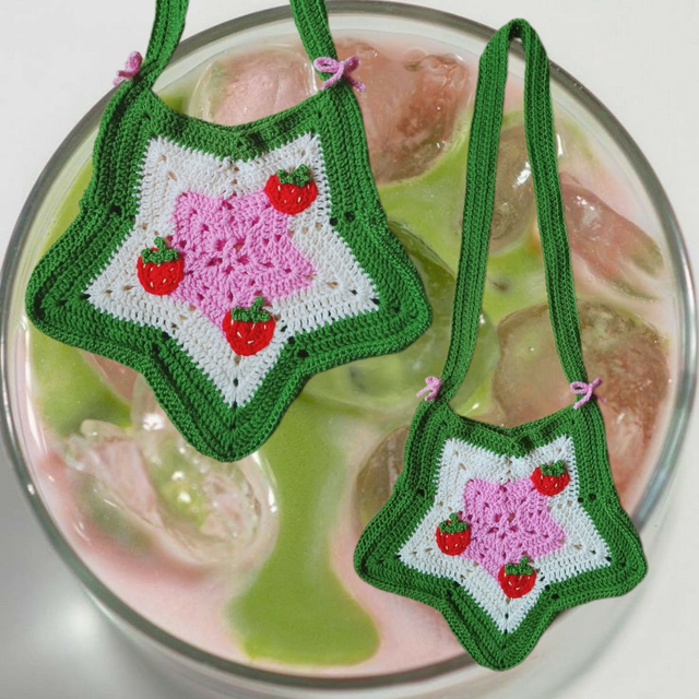 Strawberry matcha crochet star bag