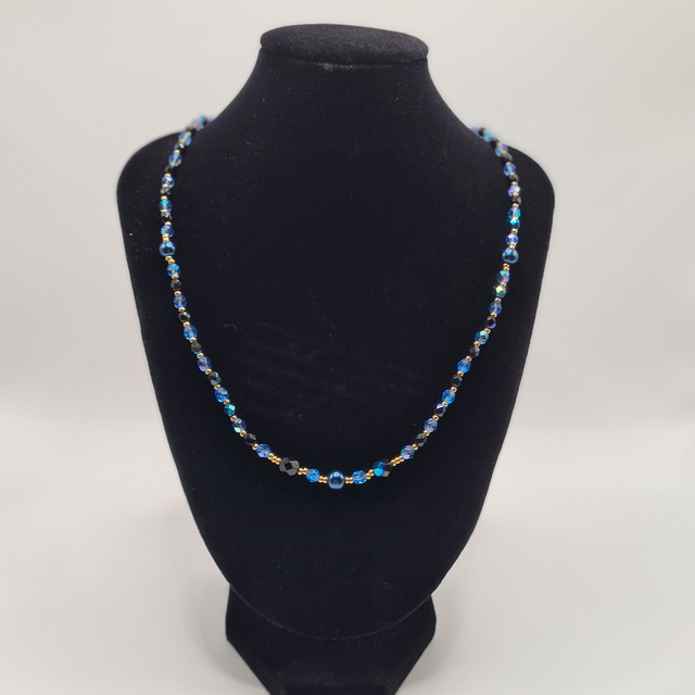 Santorin bleu/doré (Collier)