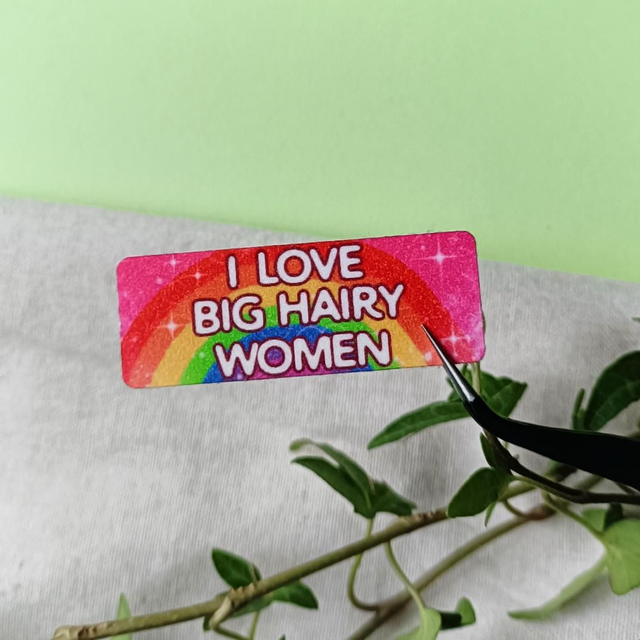 big and hairy women - sand glitter sticker