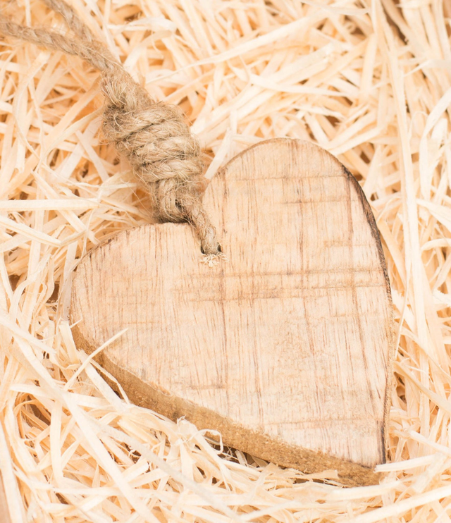 Wooden Heart on chunky twine hanger Gift Boxed