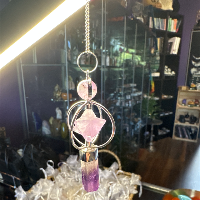 Amethyst Merkaba Star Pendulum