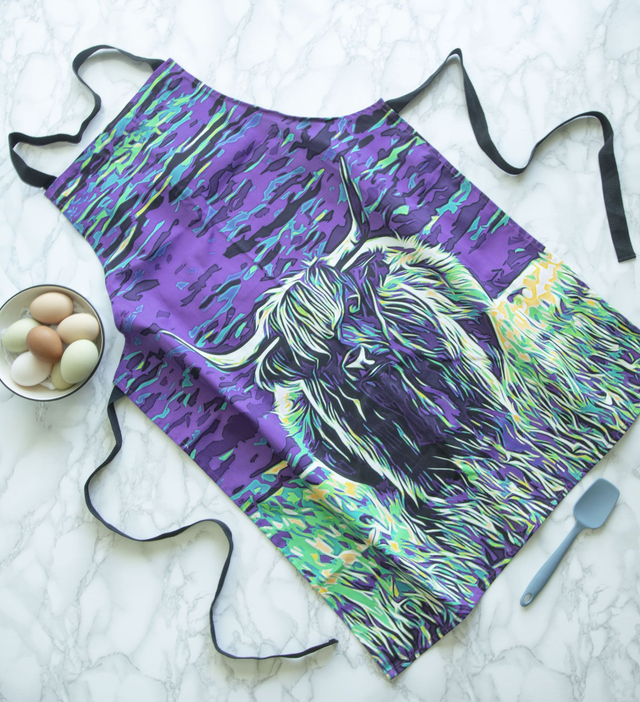 Purple Highland Coo Apron