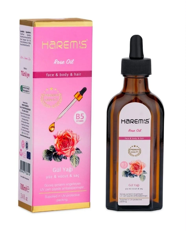 HAREM'S 100ml Łagodzący Olejek z Olejkiem Różanym do TWARZY, WŁOSÓW I CIAŁA