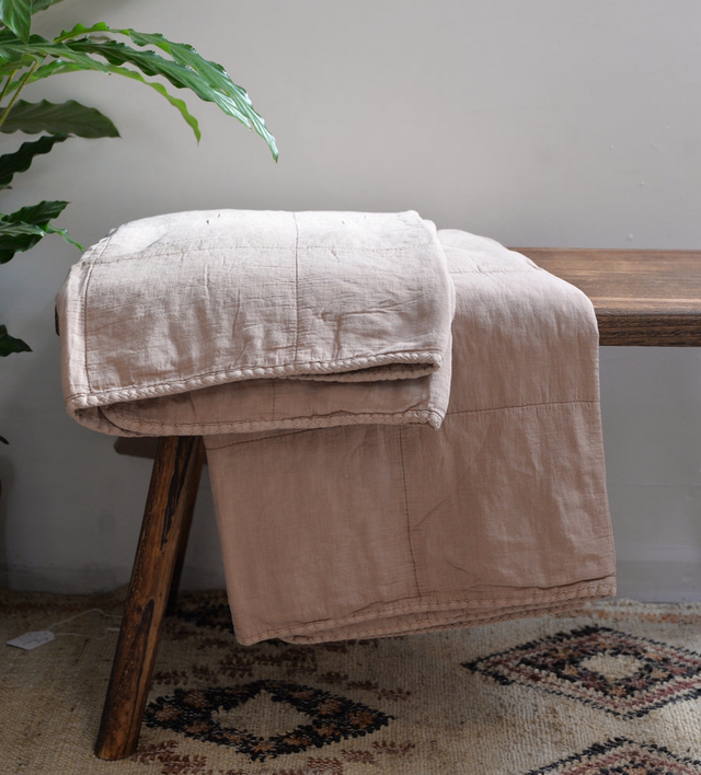 Vintage quilt burned rose