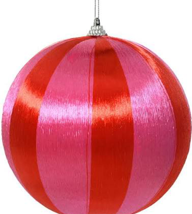 Striped Bauble - Red &amp; Pink