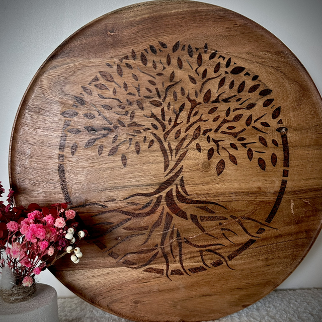 Plateau en bois arbre de vie