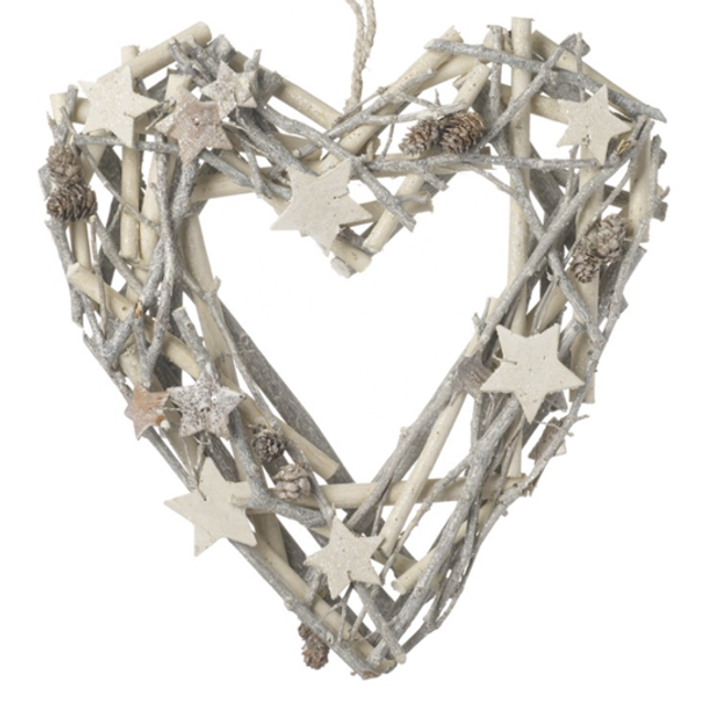 Twig Heart Wreath - White