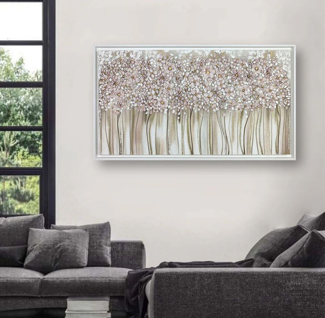 Art Maiora Quadro Bouquet con Cornice Dipinto a Mano su Tela 140x80 cm