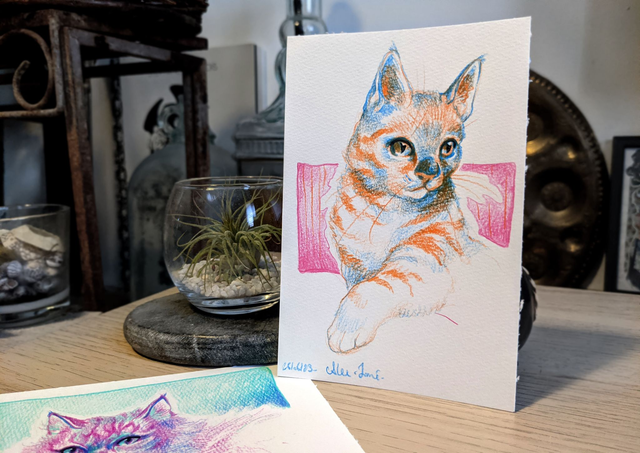 Sans titre orange et rose, 10,3x15,5 cm 