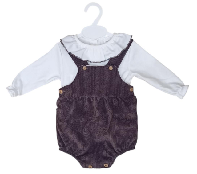 Salopette marron et t-shirt ML